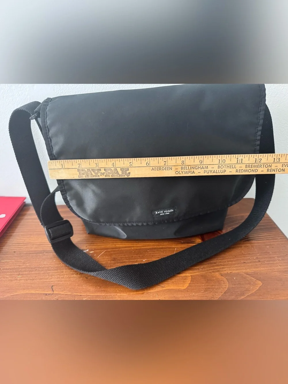 Kate Spade black Nylon Messenger Bag w/ adjustable shoulder strap